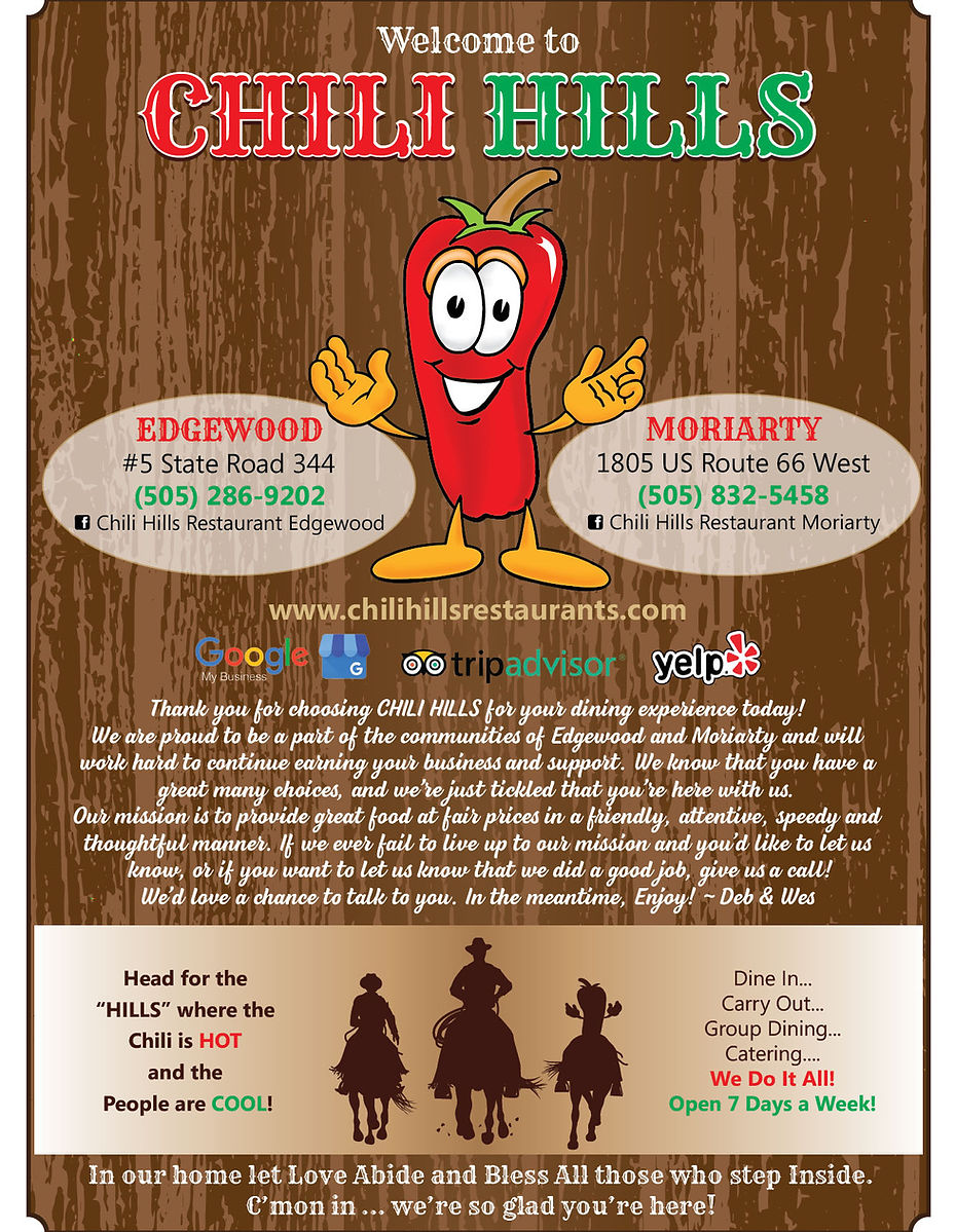 MENU Chili Hills Restaurants